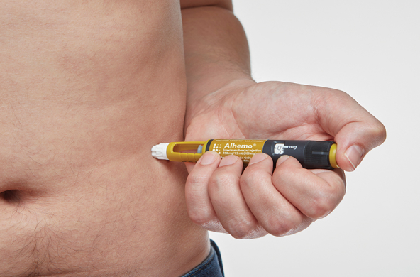 Step 3: Prepare injection site and inject Alhemo®